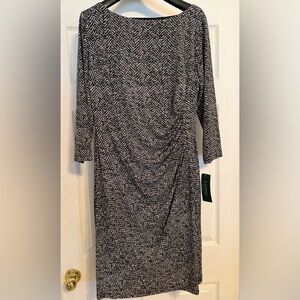 Lauren Ralph Lauren Gray/Black Print Dress NWT